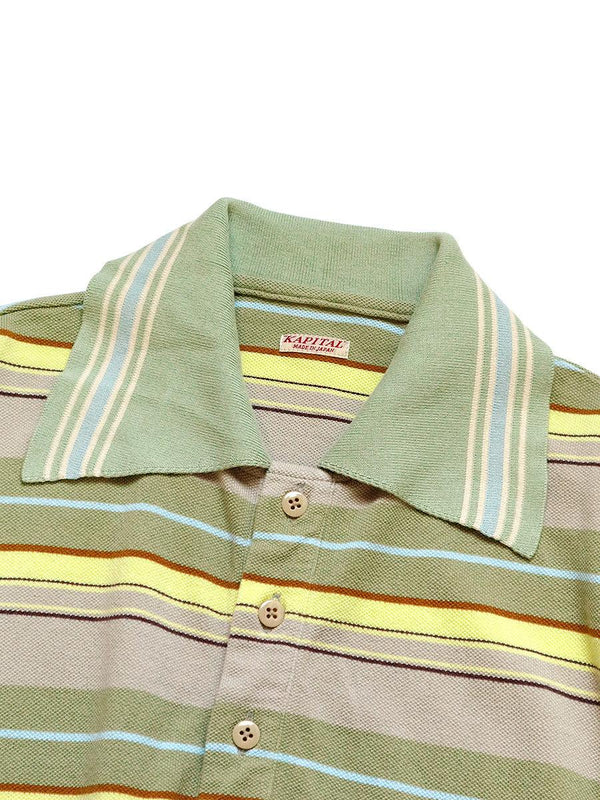 Kapital Multi-border Kanoko Rangle color retro polo shirt long sleeve