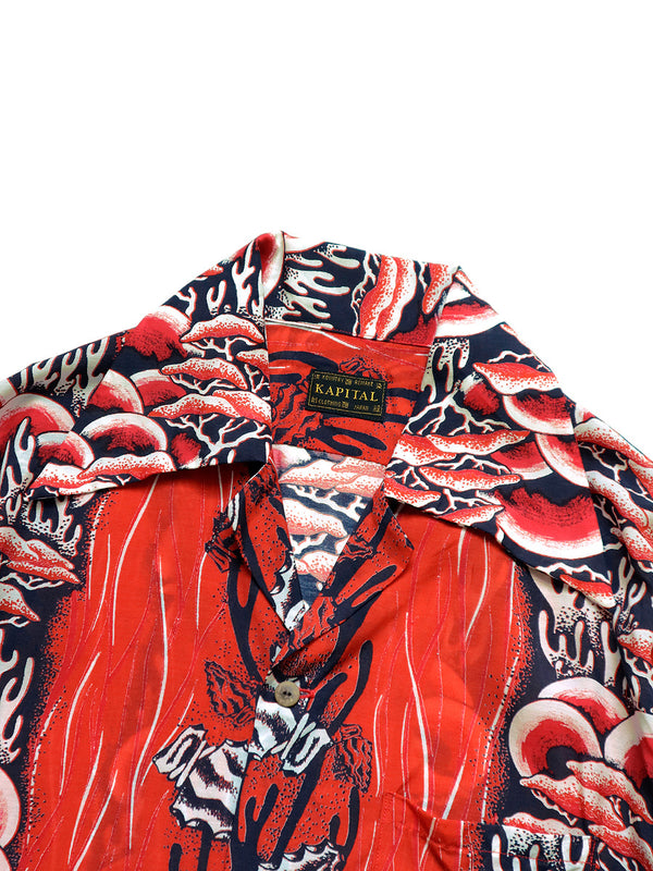 Kapital Silk Rayon Souffle & Arrow Head Pt Rangle Collar Open Collar Shirt (long sleeve)