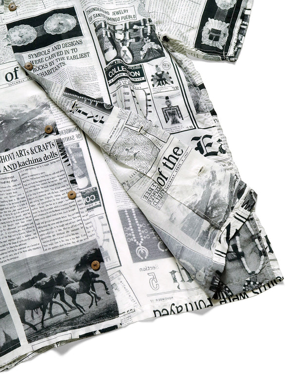 캐피탈 실크 레이온 푸에블로 뉴스 신문지 패턴 알로하 셔츠(반팔)