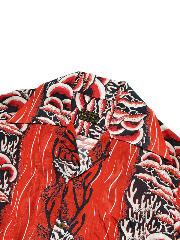 Kapital Silk Rayon Souffle & Arrow Head Pt Rangle Collar Hawaiian Shirt (short sleeve)