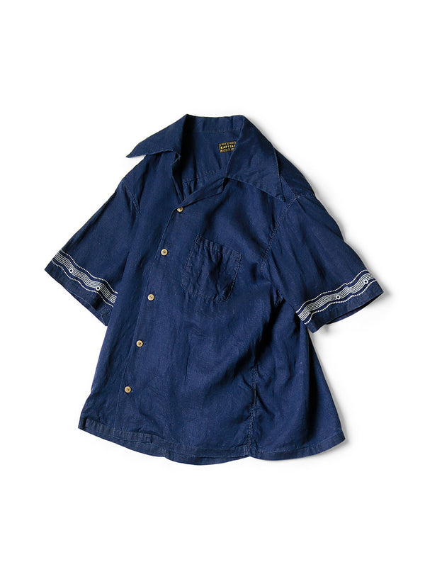 Kapital French cross linen rangle collar aloha shirt (souffle crest pt) short sleeve