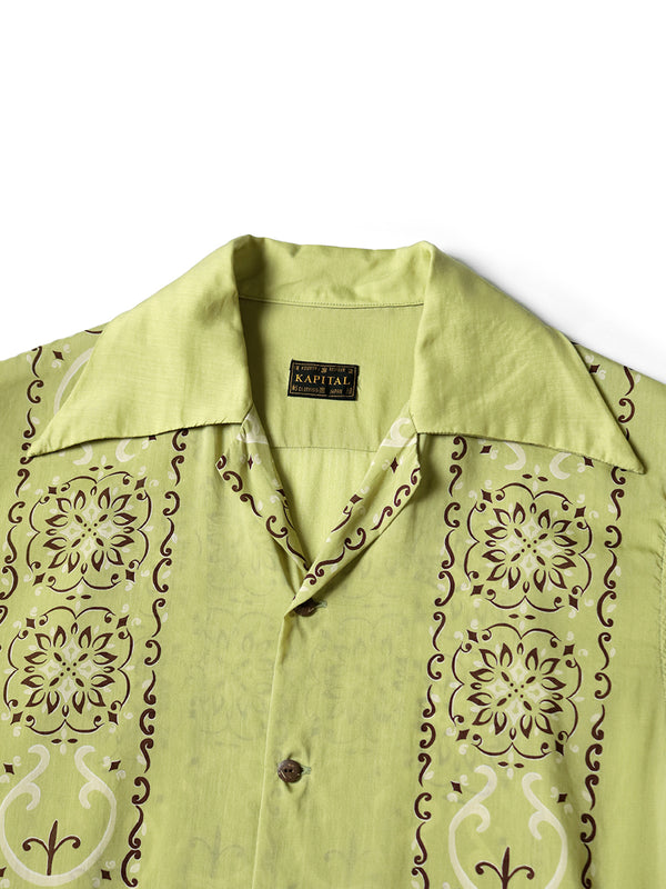 Kapital Silk rayon habananaja pattern langur collar cuban shirt (short sleeve)