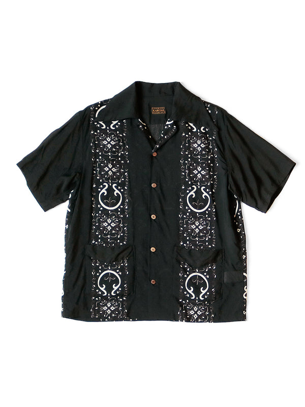Kapital Silk rayon habananaja pattern langur collar cuban shirt (short sleeve)