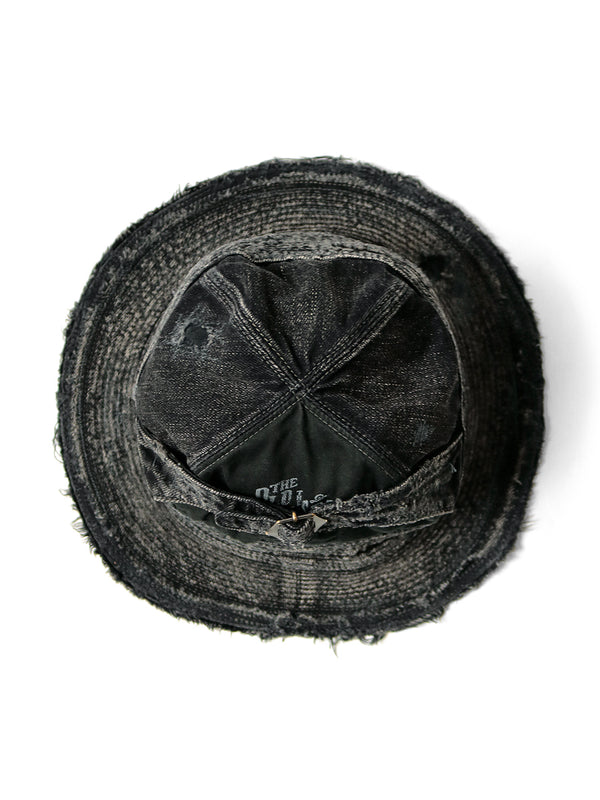 Kapital 11.5oz Black × Black Denim "Old Man and the Sea" Hat (Crush Remake) cap