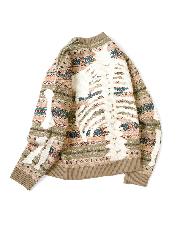 Kapital 7G Wool Fair Isle BONE Crewneck Sweater