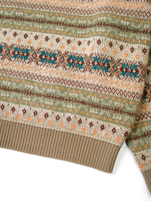 Kapital 7G Wool Fair Isle BONE Crewneck Sweater