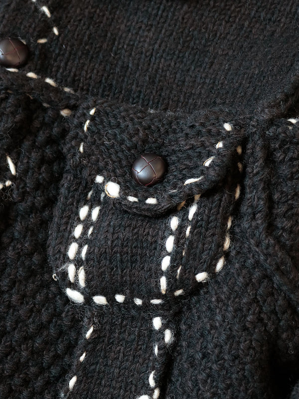Kapital Wool Hand knit Cowchin G Jacket Black