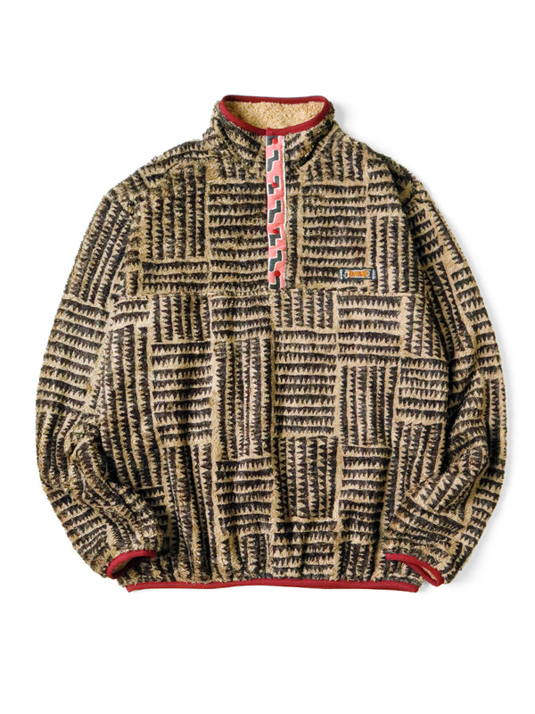 Kapital Hacksaw Block Pattern Fleece Snap sweater