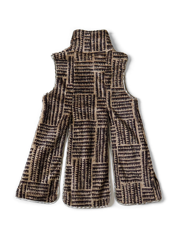 Kapital Hacksaw block pattern fleece octopus vest