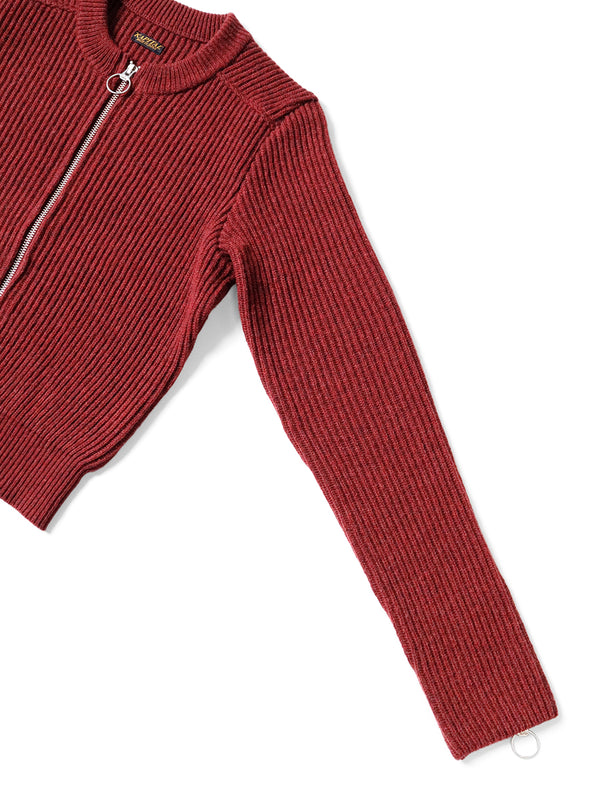 Kapital 8G Wool Raised Knit ZIP Down Sleeve ZIP Short Cardigan women