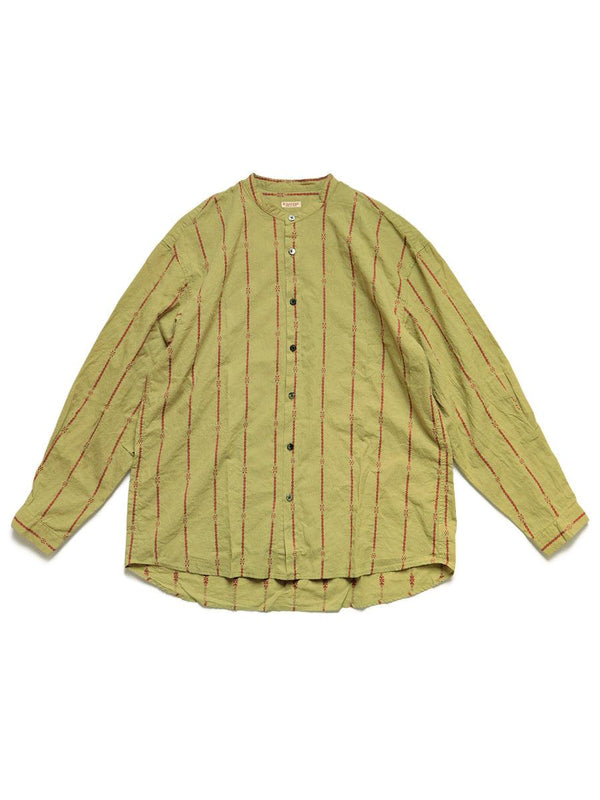 Kapital Cotton linen siamese stripe band collar shirt