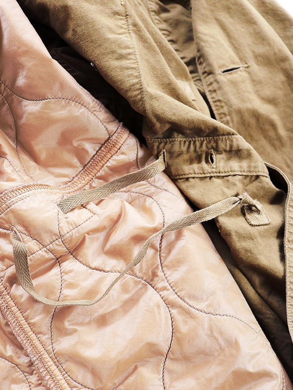 Kapital 불균일 염색 나일론 퀼팅 안감 링 코트 재킷