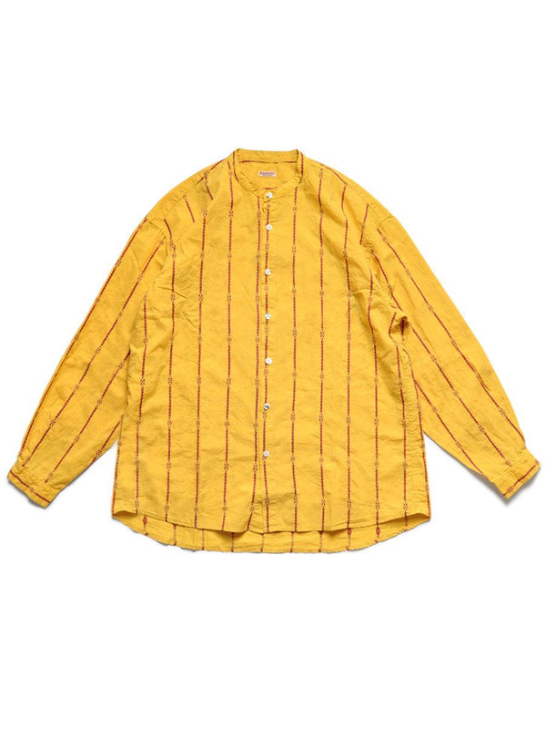 Kapital Cotton linen siamese stripe band collar shirt