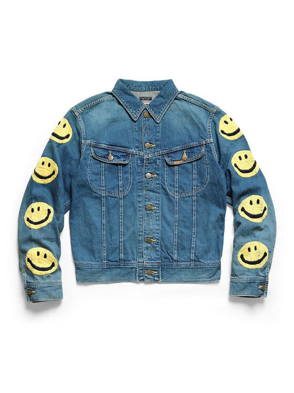 Kapital 11.5oz denim Westener LONG (HAPPYS embroidery)smile smliey jacket - HARUYAMA