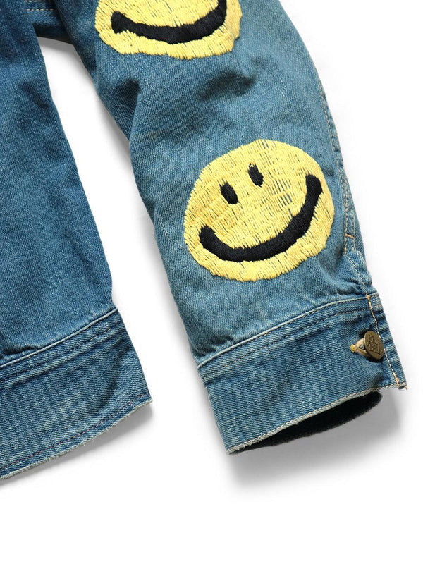 Kapital 11.5oz denim Westener LONG (HAPPYS embroidery)smile smliey jacket - HARUYAMA
