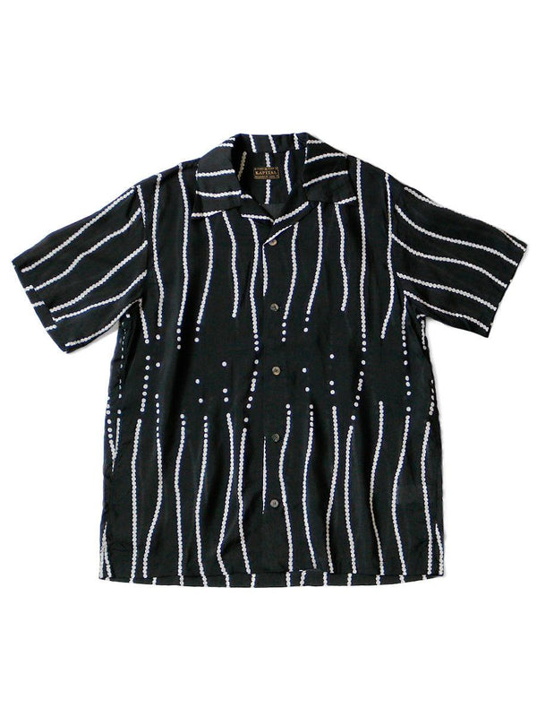 Kapital Silk rayon staggered striped pearl pt aloha shirt (short sleeves)