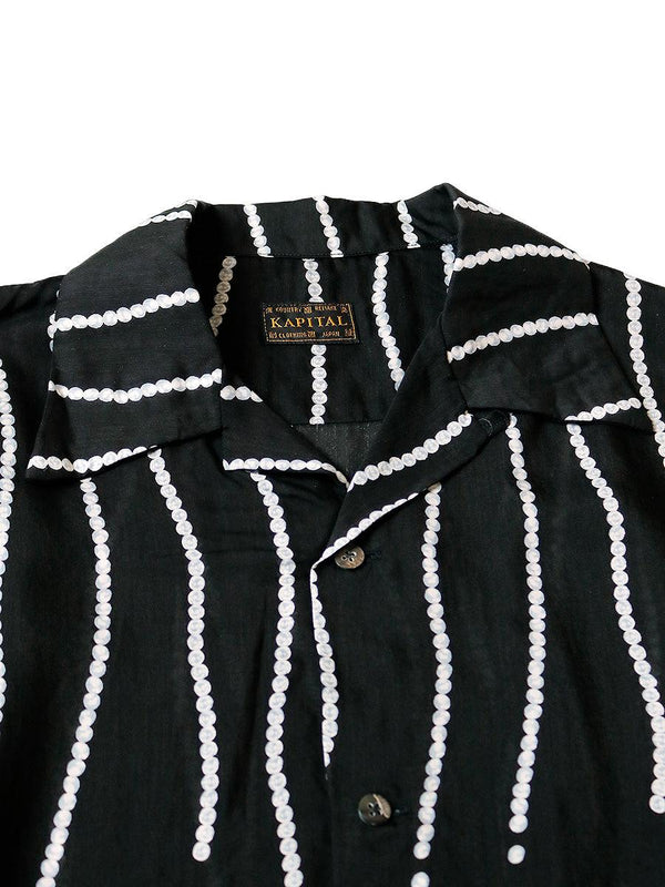 Kapital Silk rayon staggered striped pearl pt aloha shirt (short sleeves)
