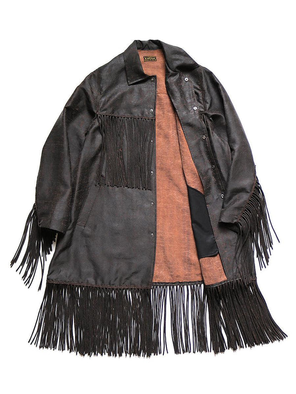 Kapital Mud dyed silk fringe coat jacket