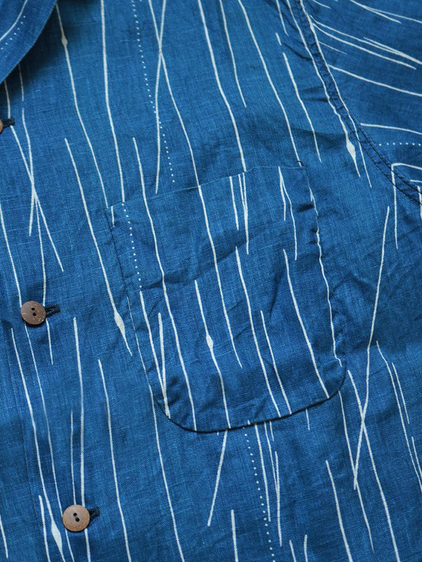 Kapital French cross linen rain wabash discharge printing pt aloha shirt  (short sleeves)